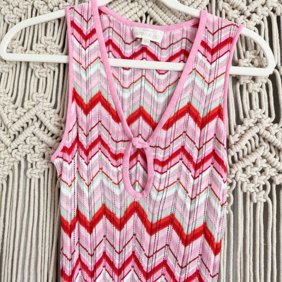 Torn by Ronny Kobo Pink Knit Chevron Sleeveless Pullover Maxi Dress – Size Large - Picture 2 of 7